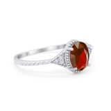 Oval Art Deco Wedding Engagement Bridal Ring Round Cubic Zirconia 925 Sterling Silver