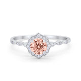 Round Art Deco Petite Dainty Wedding Engagement Ring Round Cubic Zirconia 925 Sterling Silver