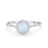 Round Art Deco Petite Dainty Wedding Engagement Ring Round Cubic Zirconia 925 Sterling Silver