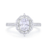 Halo Emerald Cut Wedding Engagement Bridal Ring Round Cubic Zirconia 925 Sterling Silver