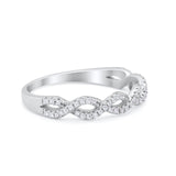 Half Eternity Infinity Twisted Band Ring Round 925 Sterling Silver