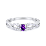 Petite Dainty Infinity Shank Ring Round Cubic Zirconia 925 Sterling Silver