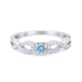 Petite Dainty Infinity Shank Ring Round Cubic Zirconia 925 Sterling Silver