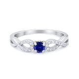 Petite Dainty Infinity Shank Ring Round Cubic Zirconia 925 Sterling Silver