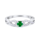 Petite Dainty Infinity Shank Ring Round Cubic Zirconia 925 Sterling Silver