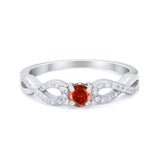 Petite Dainty Infinity Shank Ring Round Cubic Zirconia 925 Sterling Silver
