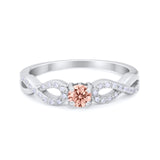 Petite Dainty Infinity Shank Ring Round Cubic Zirconia 925 Sterling Silver