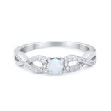 Petite Dainty Infinity Shank Ring Round Cubic Zirconia 925 Sterling Silver