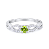 Petite Dainty Infinity Shank Ring Round Cubic Zirconia 925 Sterling Silver