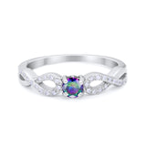 Petite Dainty Infinity Shank Ring Round Cubic Zirconia 925 Sterling Silver