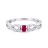 Petite Dainty Infinity Shank Ring Round Cubic Zirconia 925 Sterling Silver