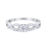 Petite Dainty Infinity Shank Ring Round Cubic Zirconia 925 Sterling Silver