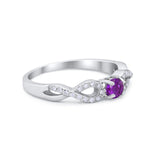 Petite Dainty Infinity Shank Ring Round Cubic Zirconia 925 Sterling Silver