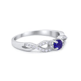 Petite Dainty Infinity Shank Ring Round Cubic Zirconia 925 Sterling Silver