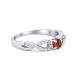 Petite Dainty Infinity Shank Ring Round Cubic Zirconia 925 Sterling Silver