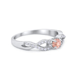 Petite Dainty Infinity Shank Ring Round Cubic Zirconia 925 Sterling Silver
