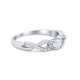 Petite Dainty Infinity Shank Ring Round Cubic Zirconia 925 Sterling Silver