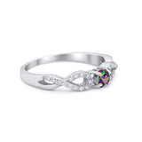 Petite Dainty Infinity Shank Ring Round Cubic Zirconia 925 Sterling Silver