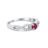 Petite Dainty Infinity Shank Ring Round Cubic Zirconia 925 Sterling Silver