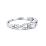 Petite Dainty Infinity Shank Ring Round Cubic Zirconia 925 Sterling Silver