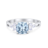 Art Deco Cushion Wedding Bridal Ring Round Cubic Zirconia 925 Sterling Silver