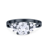Art Deco Cushion Wedding Bridal Ring Round Cubic Zirconia 925 Sterling Silver