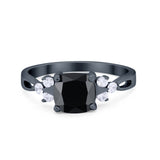 Art Deco Cushion Wedding Bridal Ring Round Cubic Zirconia 925 Sterling Silver