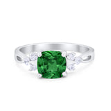 Art Deco Cushion Wedding Bridal Ring Round Cubic Zirconia 925 Sterling Silver