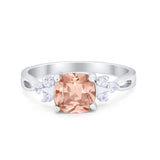 Art Deco Cushion Wedding Bridal Ring Round Cubic Zirconia 925 Sterling Silver