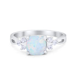 Art Deco Cushion Wedding Bridal Ring Round Cubic Zirconia 925 Sterling Silver