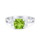 Art Deco Cushion Wedding Bridal Ring Round Cubic Zirconia 925 Sterling Silver