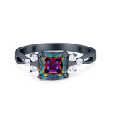 Art Deco Cushion Wedding Bridal Ring Round Cubic Zirconia 925 Sterling Silver