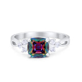 Art Deco Cushion Wedding Bridal Ring Round Cubic Zirconia 925 Sterling Silver