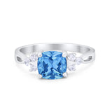 Art Deco Cushion Wedding Bridal Ring Round Cubic Zirconia 925 Sterling Silver