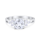 Art Deco Cushion Wedding Bridal Ring Round Cubic Zirconia 925 Sterling Silver