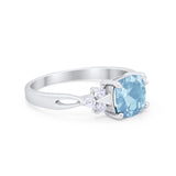 Art Deco Cushion Wedding Bridal Ring Round Cubic Zirconia 925 Sterling Silver