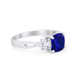 Art Deco Cushion Wedding Bridal Ring Round Cubic Zirconia 925 Sterling Silver