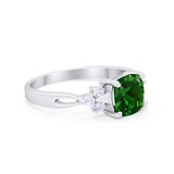Art Deco Cushion Wedding Bridal Ring Round Cubic Zirconia 925 Sterling Silver