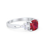 Art Deco Cushion Wedding Bridal Ring Round Cubic Zirconia 925 Sterling Silver