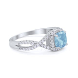 Art Deco Halo Cushion Infinity Shank Wedding Ring Round Cubic Zirconia 925 Sterling Silver