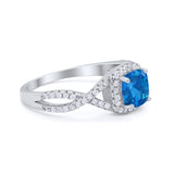Art Deco Halo Cushion Infinity Shank Wedding Ring Round Cubic Zirconia 925 Sterling Silver