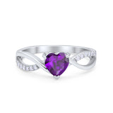 Infinity Shank Heart Promise Ring Round Cubic Zirconia 925 Sterling Silver