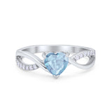 Infinity Shank Heart Promise Ring Round Cubic Zirconia 925 Sterling Silver