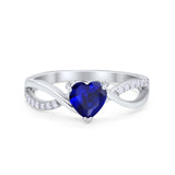 Infinity Shank Heart Promise Ring Round Cubic Zirconia 925 Sterling Silver