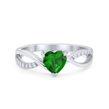 Infinity Shank Heart Promise Ring Round Cubic Zirconia 925 Sterling Silver