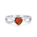 Infinity Shank Heart Promise Ring Round Cubic Zirconia 925 Sterling Silver