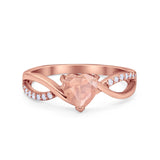 Infinity Shank Heart Promise Ring Round Cubic Zirconia 925 Sterling Silver