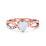 Infinity Shank Heart Promise Ring Round Cubic Zirconia 925 Sterling Silver