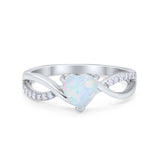 Infinity Shank Heart Promise Ring Round Cubic Zirconia 925 Sterling Silver