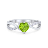 Infinity Shank Heart Promise Ring Round Cubic Zirconia 925 Sterling Silver